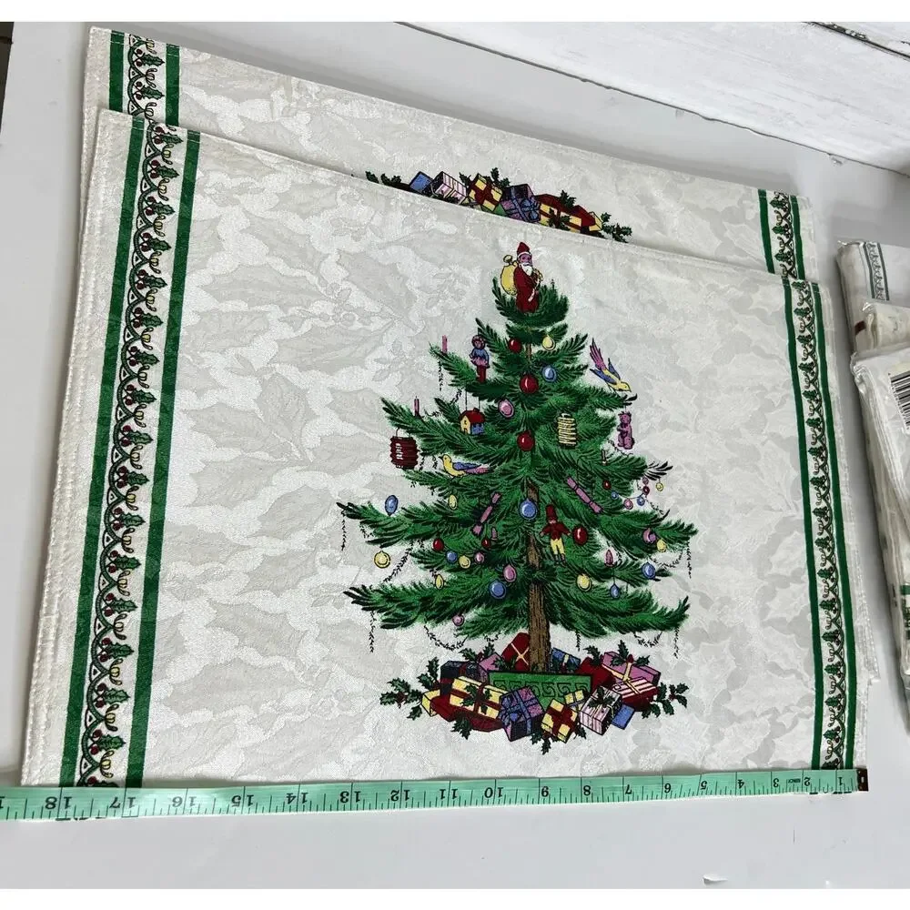 Spode Christmas Tree Tablecloth Placemats Napkins Set Holiday Table Linens Decor
